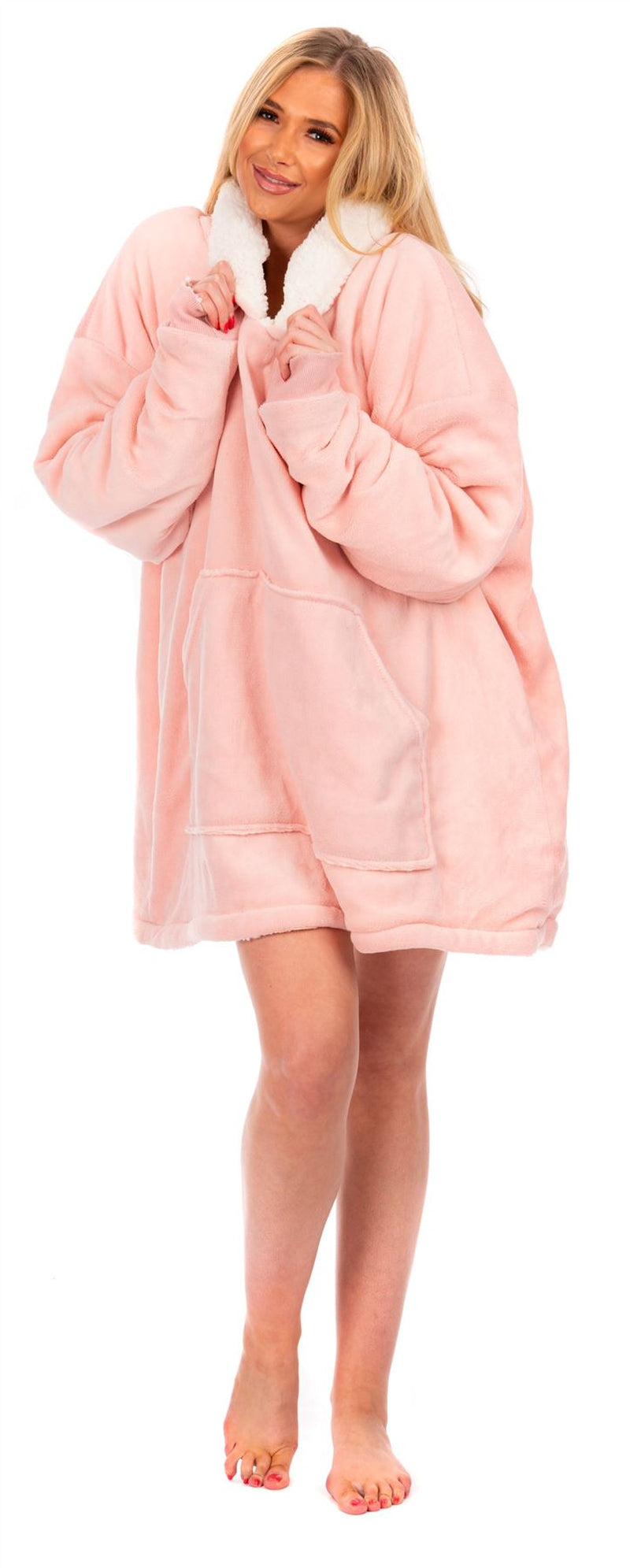 Oversized Warm Hoodie Blanket Sherpa Hooded Sweatshirt Top Large Soft Plush Cosy